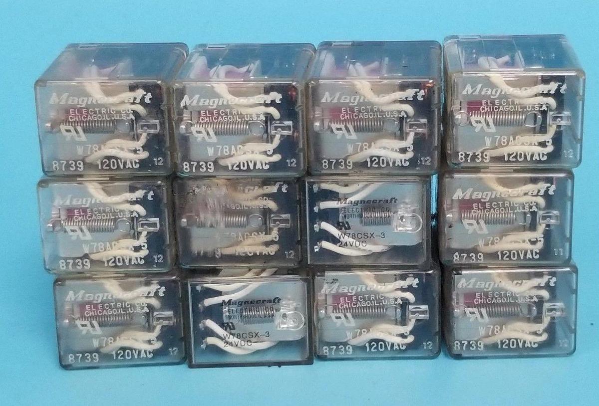 Used LOT OF 12 MAGNECRAFT ELECTRIC W78ACSX-5 RELAYS W78ACSX5, 3A, 120V