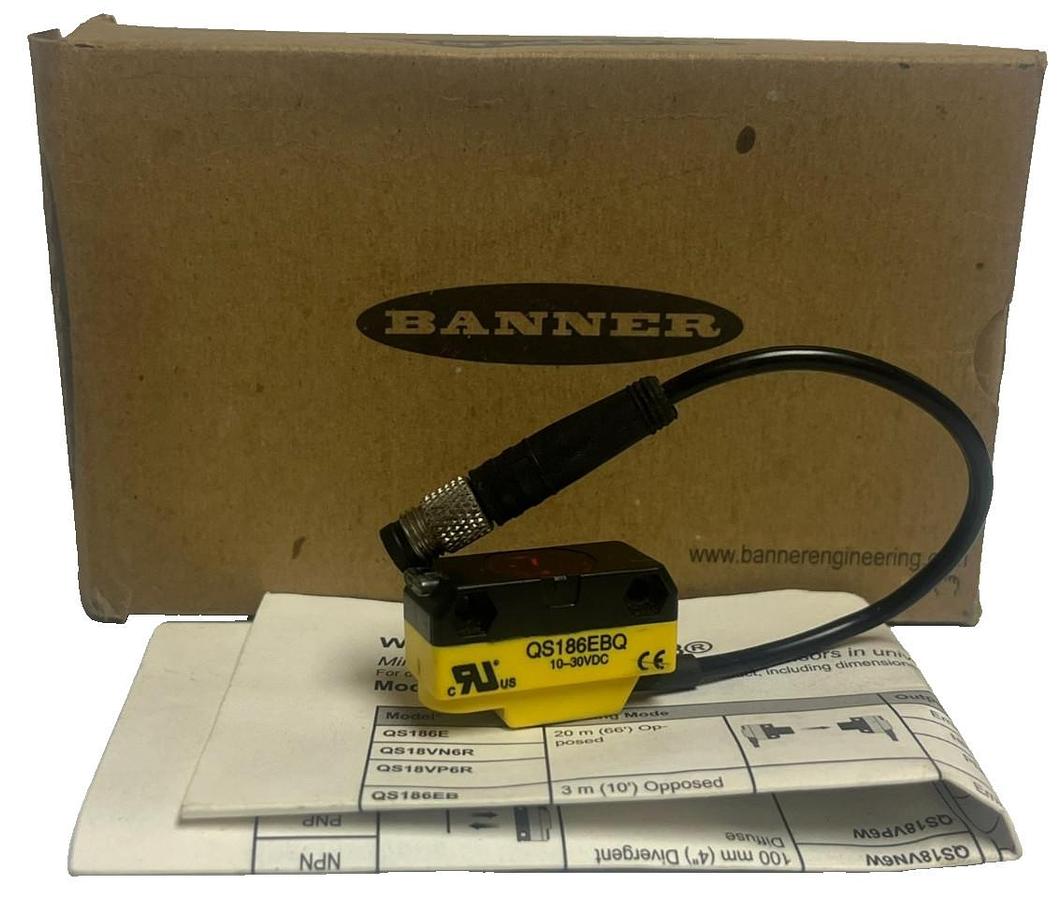 BANNER QS186EBQ Photoelectric Sensor Diffuse Mode 18mm Barrel 6" Range M12 NPN