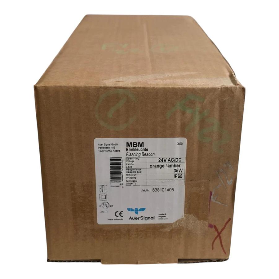 Auer Signal 838101405 MBM Flashing Beacon 120mm | 24V | Amber | 35W Bulb NSMP
