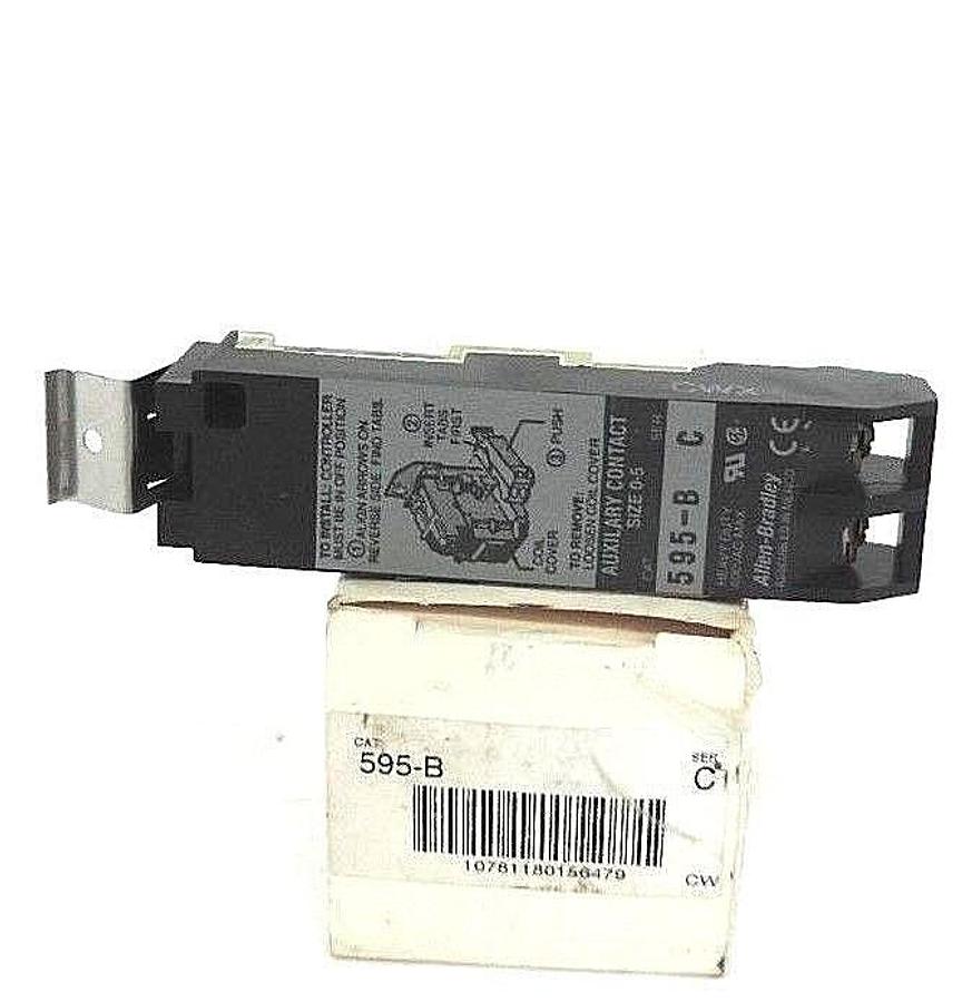 Used NIB ALLEN BRADLEY 595-B AUXILIARY CONTACT SER. C, 1NC FOR NEMA SIZES 0-5, 595B
