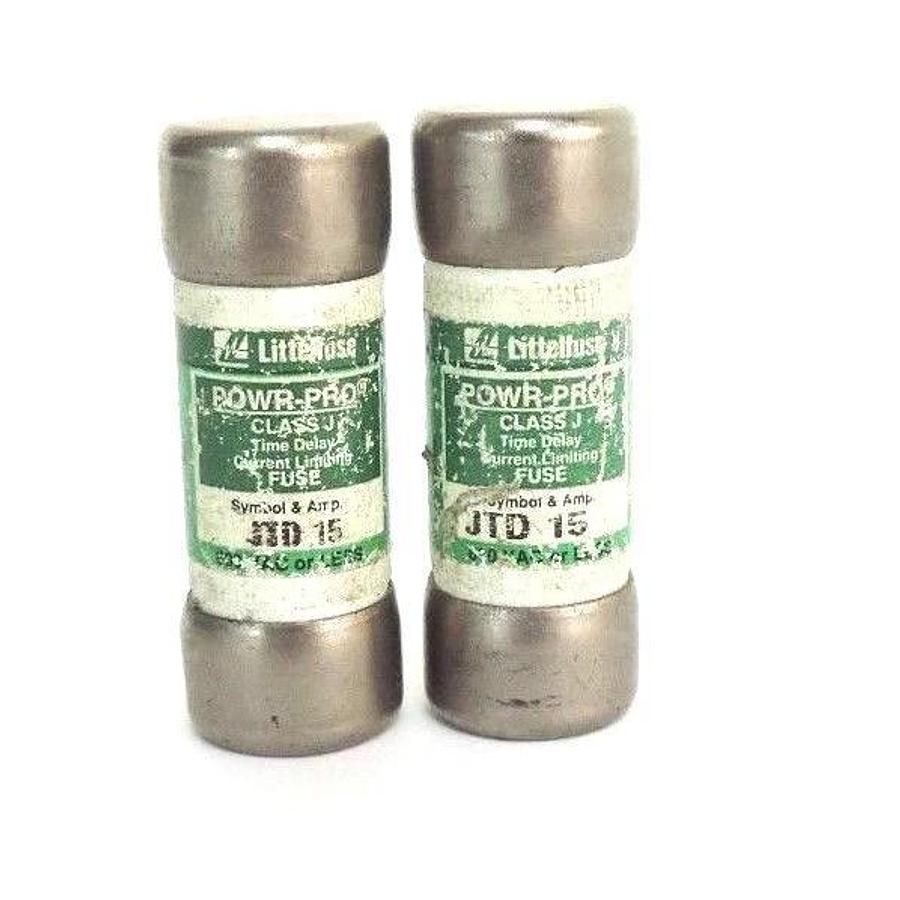 Used LOT OF 2 LITTELFUSE JTD 15 POWR-PRO CLASS J FUSES JTD15