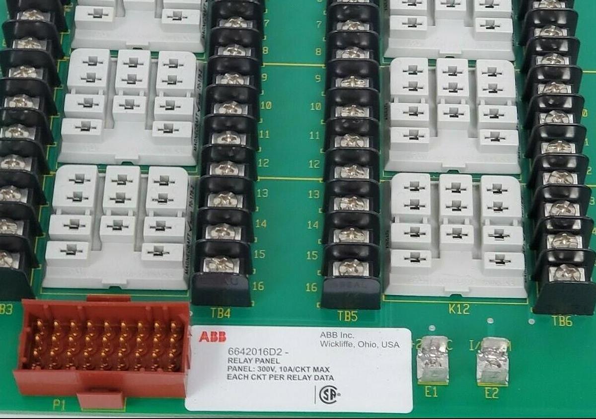 Used ABB 6642016D2 RELAY PANEL 300V, 10A/CKT MAX