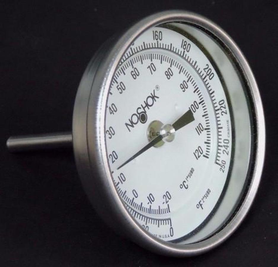 Used NIB NOSHOK 30-110-025-0/250-F/C BIMETAL THERMOMETER 1/2" NPT 2.5" STEM LENGTH