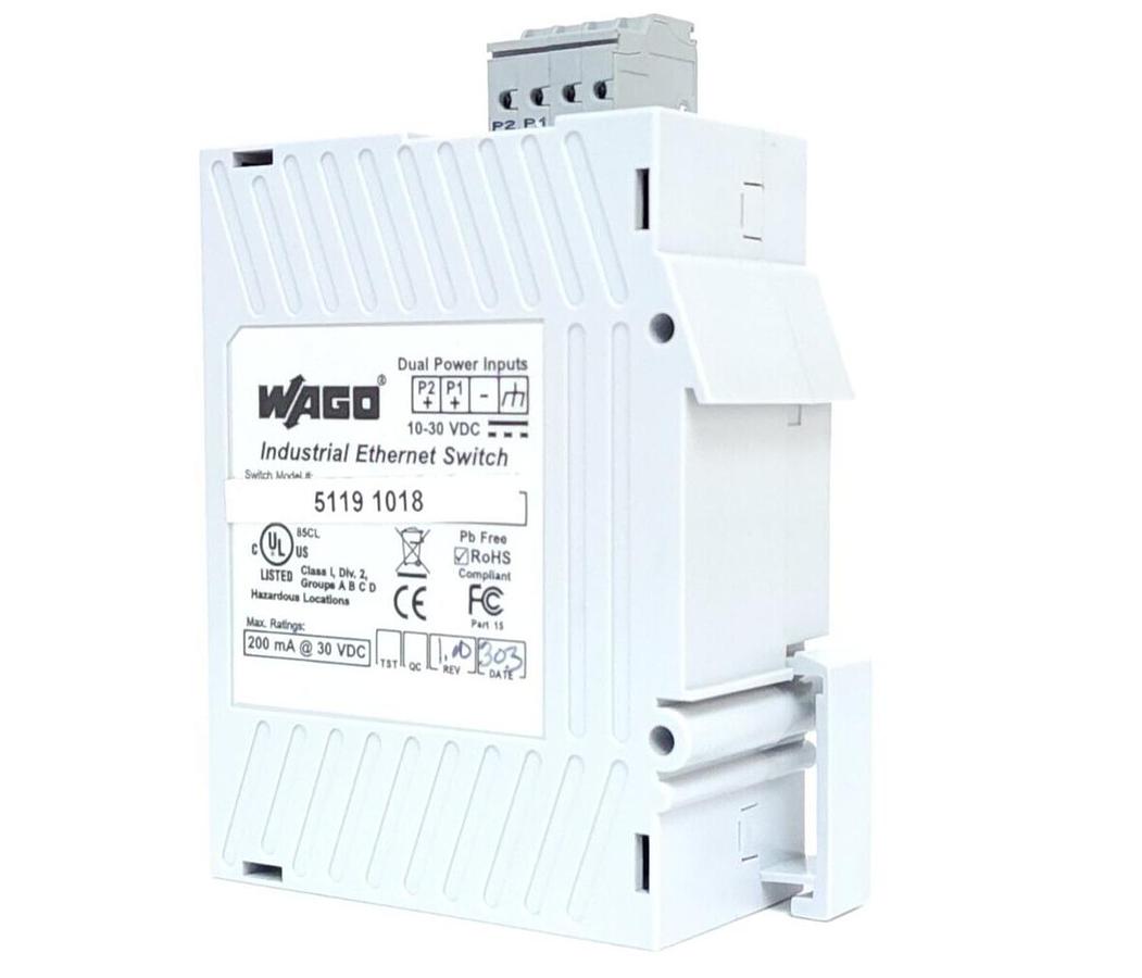 Used NEW WAGO 51191018 8-PORT INDUSTRIAL ETHERNET SWITCH