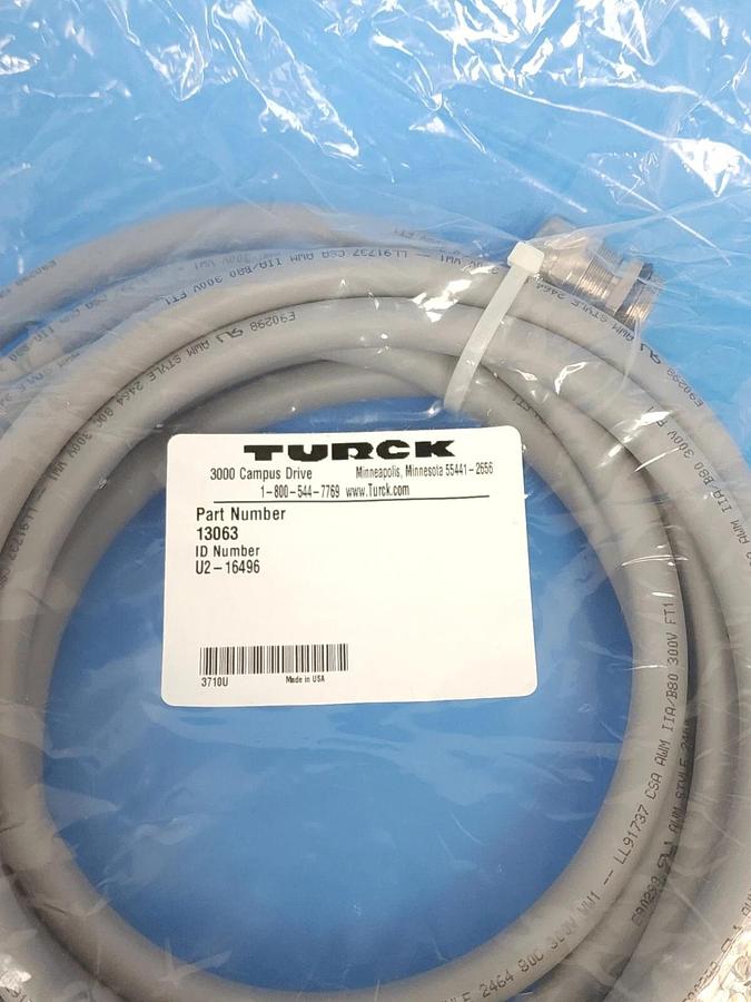 Used NEW TURCK 13063 CABLE ASSEMBLY ID NO. U2-16496