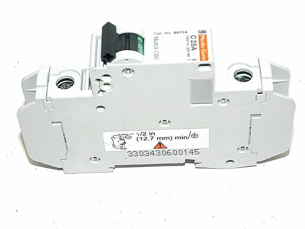 NEW MERLIN GERIN 60114 CIRCUIT BREAKER C 25A, 240V~ 60V, MULTI 9 C60
