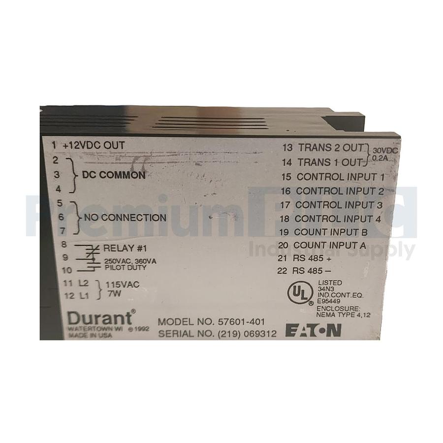 Used EATON DURANT 57601-401 AMBASSADOR SERIES COUNT CONTROL TOTALIZER 115 VAC NSNB