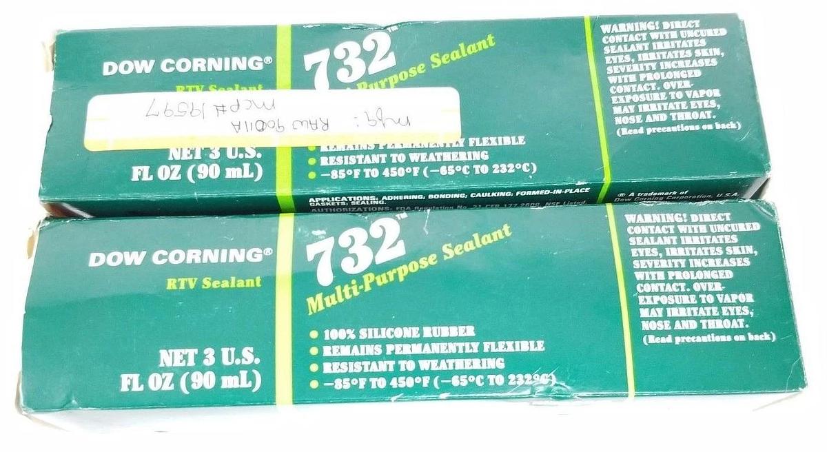Used LOT OF 2 NIB DOW CORNING 732 MULTI-PURPOSE SEALANT TUBES