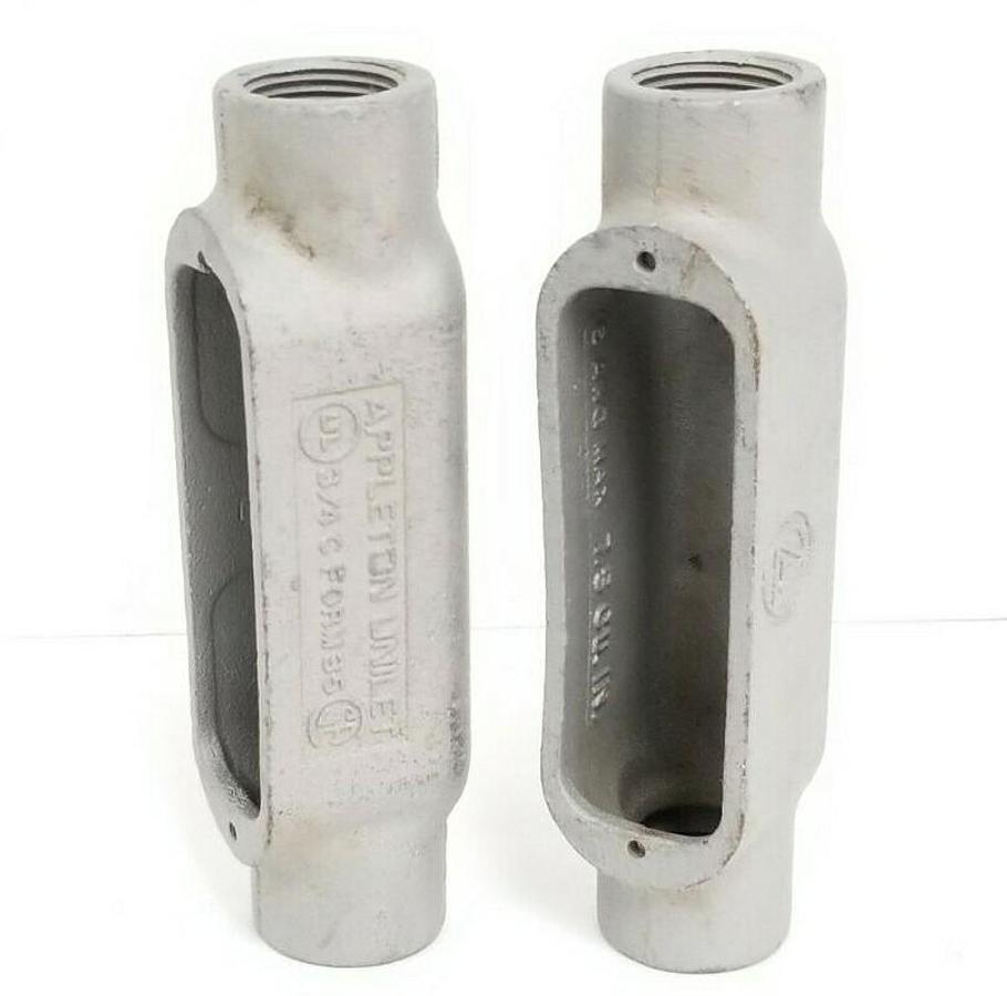 Used LOT OF 2 NEW APPLETON UNILET 3/4" FORM 35 ELBOW ENCLOSURES 6 AWG MAX, 7.5 CU IN