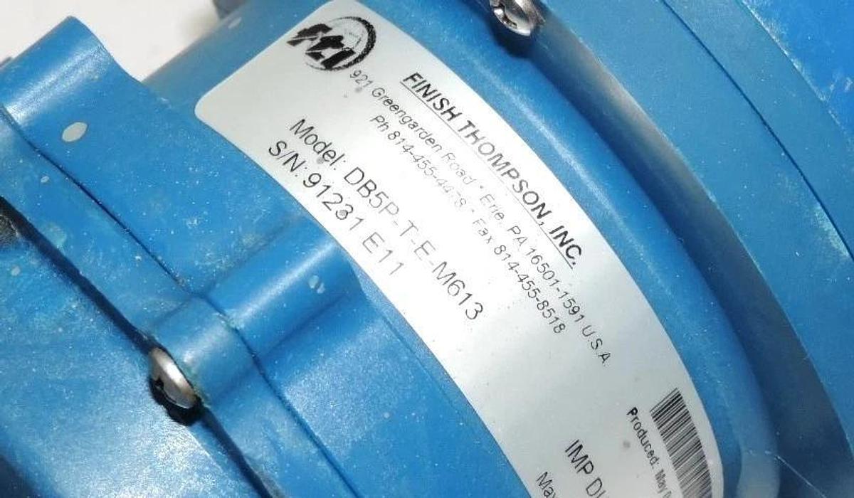 Used FINISH THOMPSON DB5P-T-E-M613 MAGNETIC DRIVE PUMP 60 PSI MAX DB5PTEM613