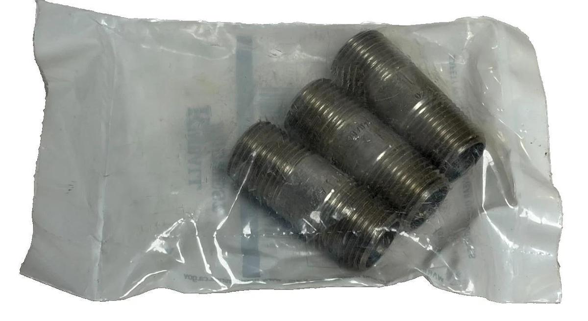 Used Kimball Midwest 94282 1/2" x 2" 304 Stainless Steel Pipe Nipple Lot of 3