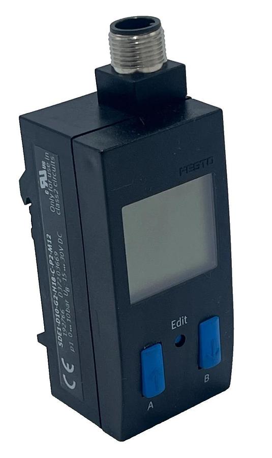 FESTO SDE1-D10-G2-H18-C-P1-M8 PRESSURE SENSOR 192030 0-10 Bar PNP Backlit LCD