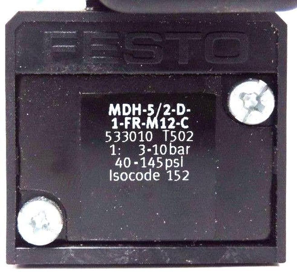 Used NEW FESTO MDH-5/2-D-1-FR-M12-C SOLENOID VALVE MDH-3/2-24VDC-M12-LED