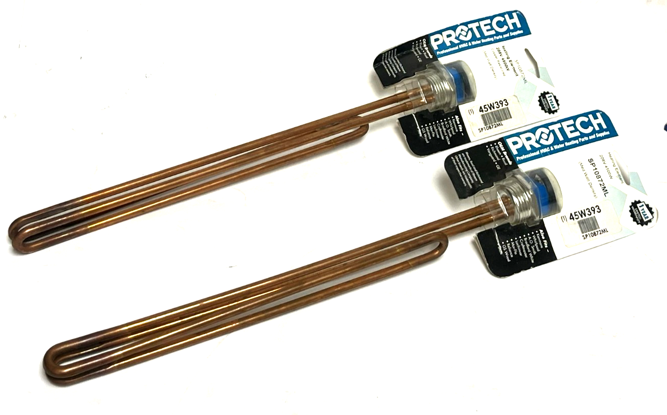 Used LOT of 2 Protech Rheem SP10872ML Heating Element 208V 4500W Copper Resistored