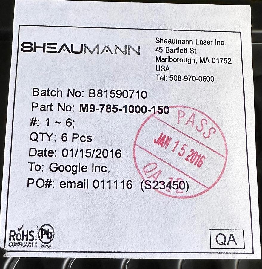 Used 6 SHEAUMANN M9-785-1000-150 / M97851000150 785nm MULTIMODE W FP LASER DIODES