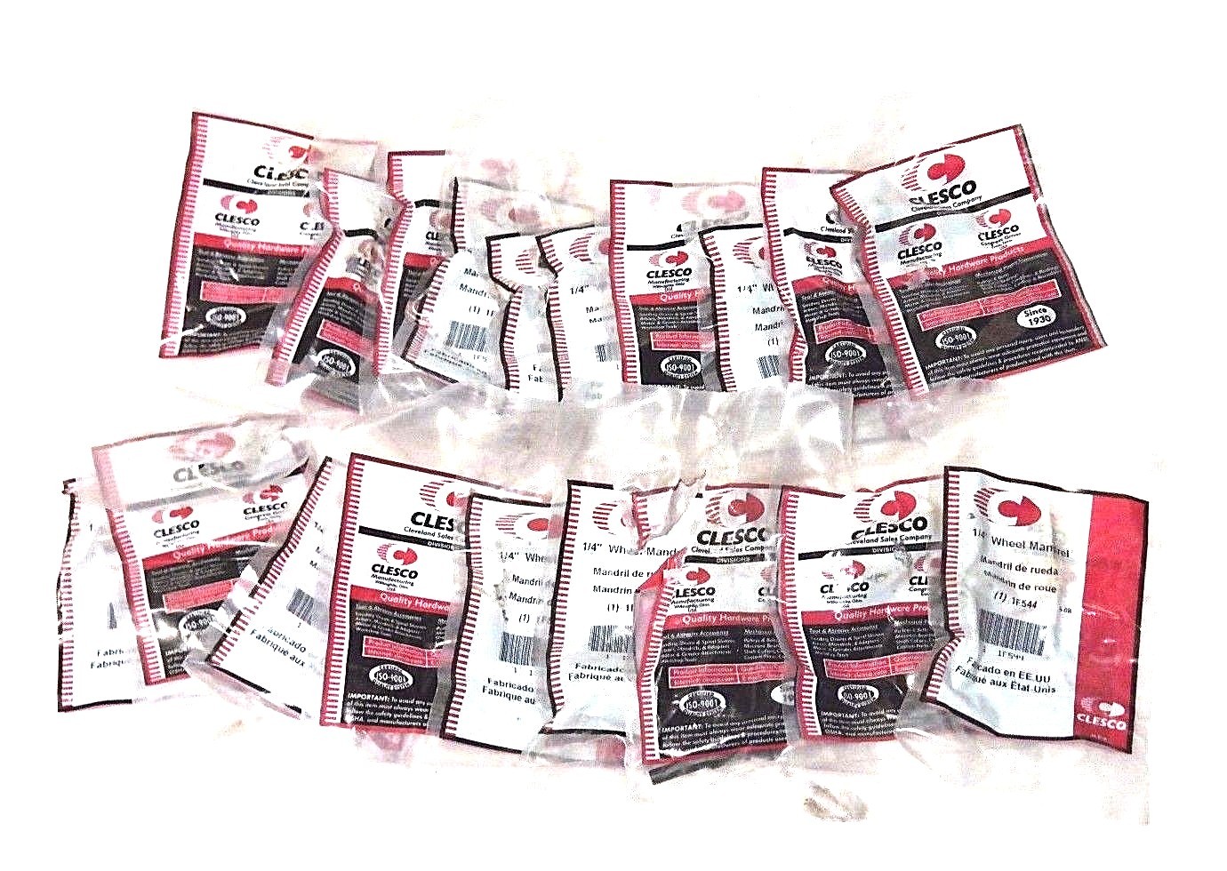 LOT OF 19 NEW CLESCO 1F544 1/4" CUT OFF WHEEL MANDRELS