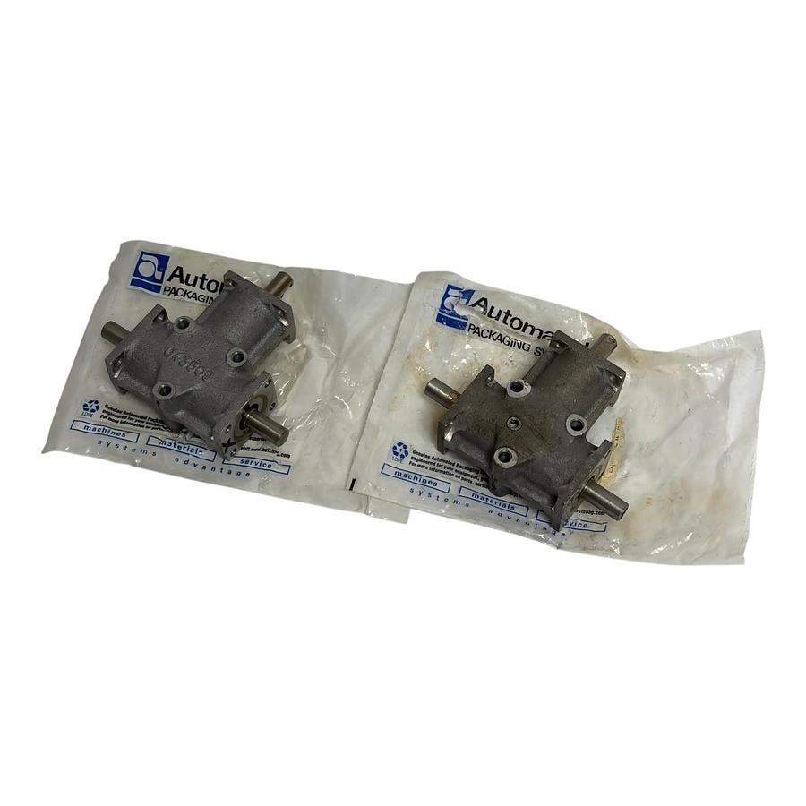 Lot of 2 Automated Packaging Systems 2-001077 3-Way Mitered Gearbox 2:1 Autobag