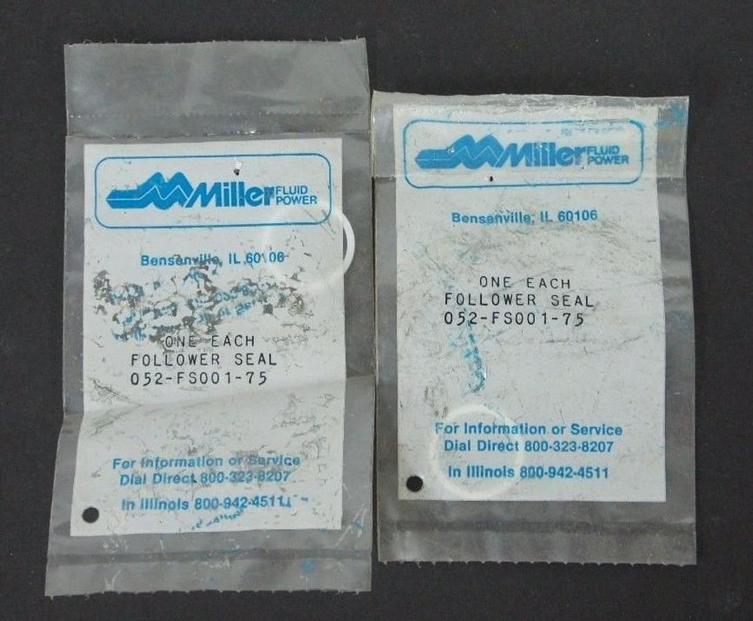 Used LOT OF 2 NIB MILLER 052-FS001-75 FOLOOWER SEALS 052FS00175