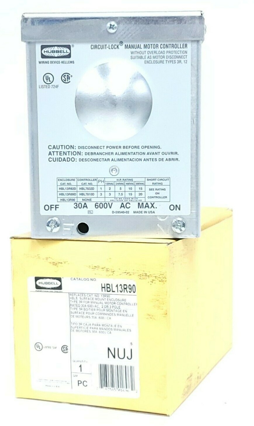 NIB HUBBELL HBL13R90 SURFACE MOUNT ENCLOSURE 30A