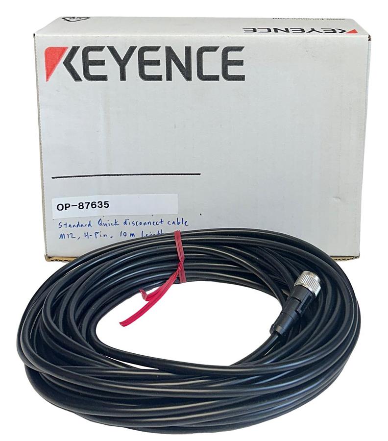 Used NEW KEYENCE OP-87635 / OP87635 STANDARD QUICK DISCONNECT CABLE M12 4PIN 10M NSMP