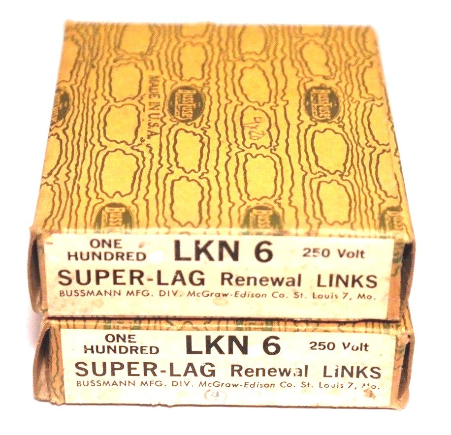 Used LOT OF 160 NIB BUSSMANN LKN-6 SUPER-LAG RENEWAL LINKS LKN6, 250V