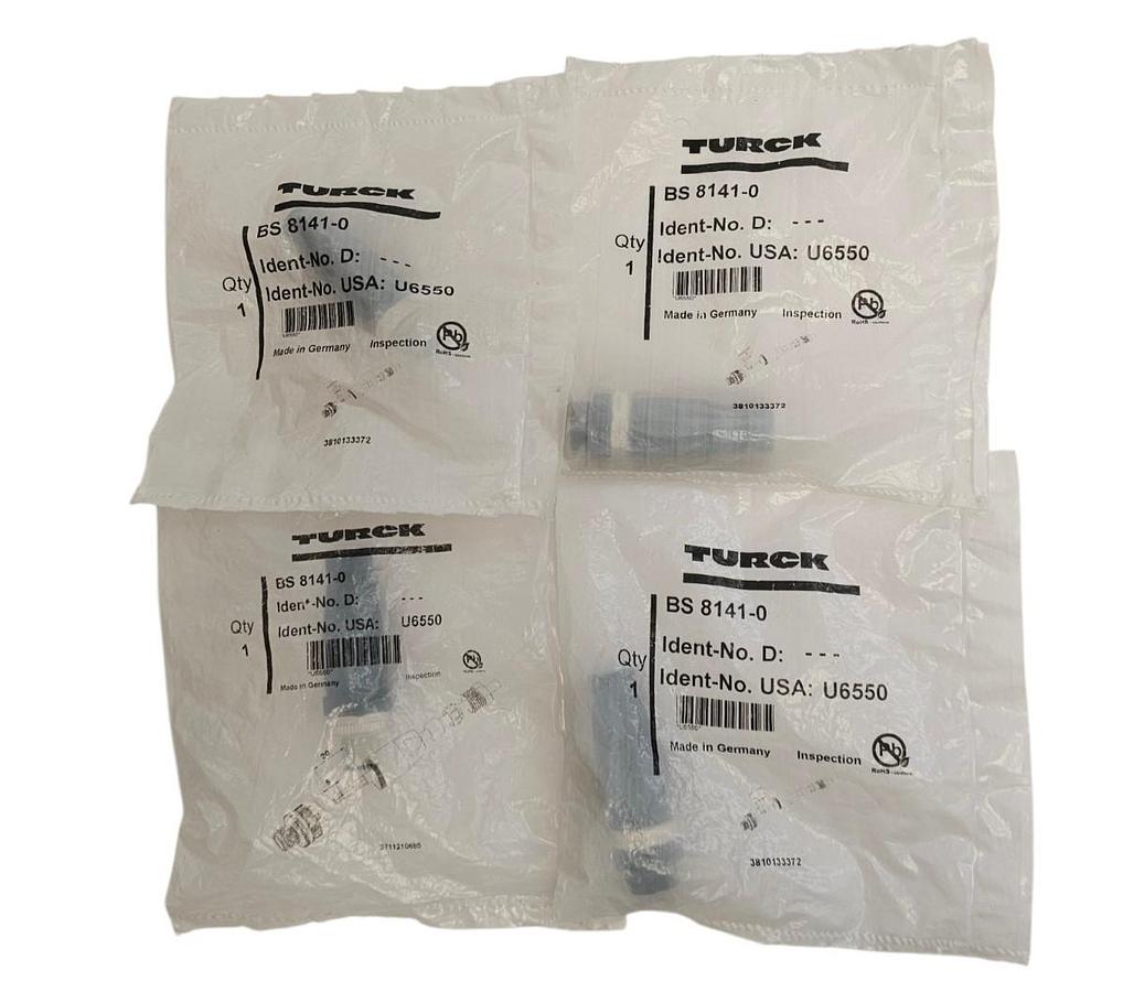 Used LOT OF 4 NEW TURCK BS 8141-0 CONNECTORS BS81410 IDENT-NO. U6550