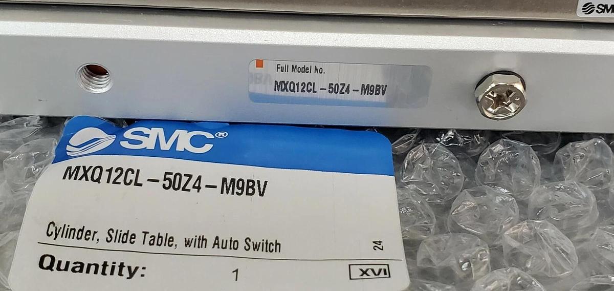 Used NEW SMC MXQ12CL-50Z4-M9BV CYLINDER, SLIDE TABLE WITH AUTO SWITCH MXQ12CL50Z4M9BV