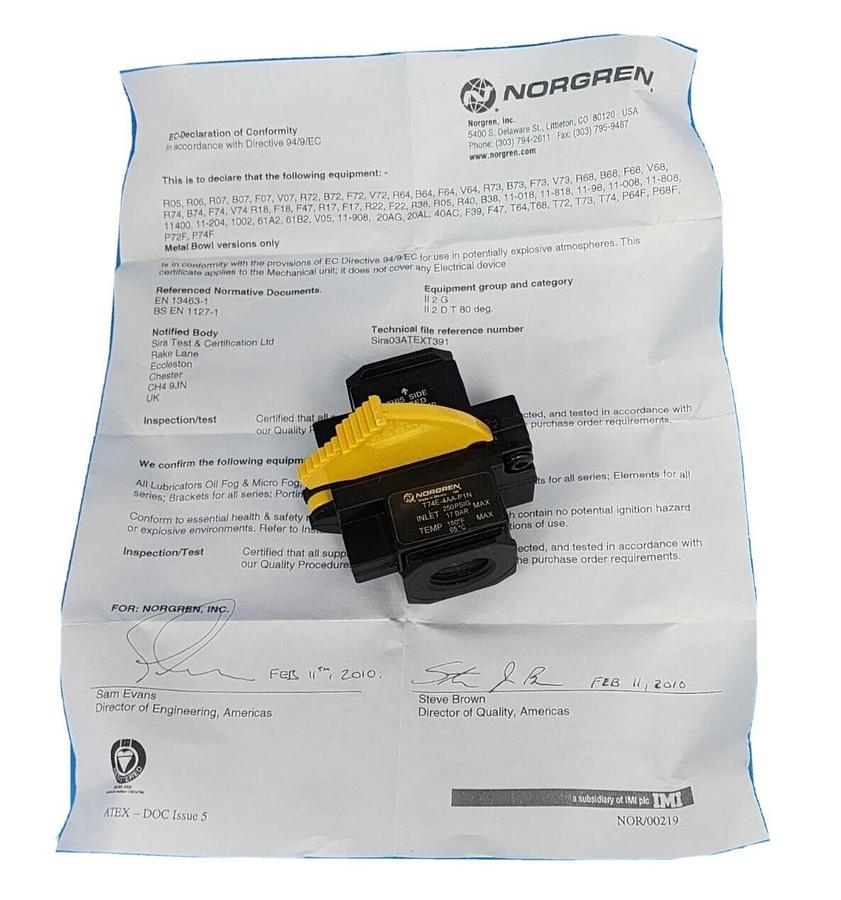 NEW NORGREN T74E-4AA-P1N 1/2" NPT LOCKOUT VALVE 250PSIG 17BAR