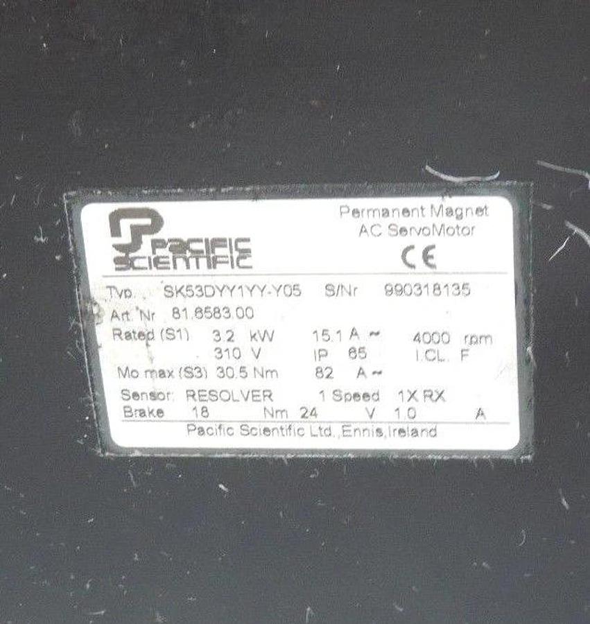 Used PACIFIC SCIENTIFIC SK53DYY1YY-Y05 AC SERVO MOTOR ART. NO. 81.6583.00