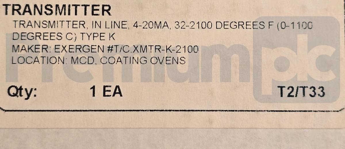 Exergen T/C.XMTR-K-2100F Infrared Thermocouple Transmitter 2100°F 125030 NSMP