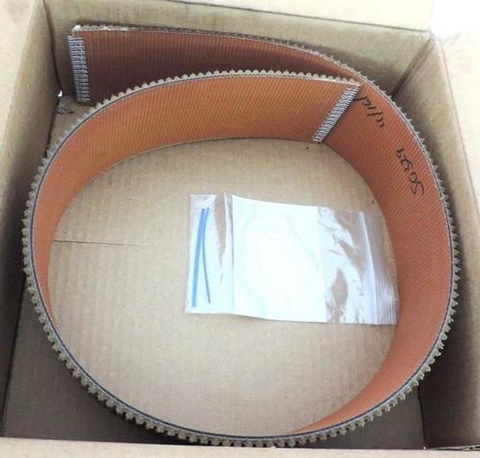 Used NEW TAN ROUGH TOP CONVEYOR BELT 3-3/8" WIDE 43-1/2" LONG