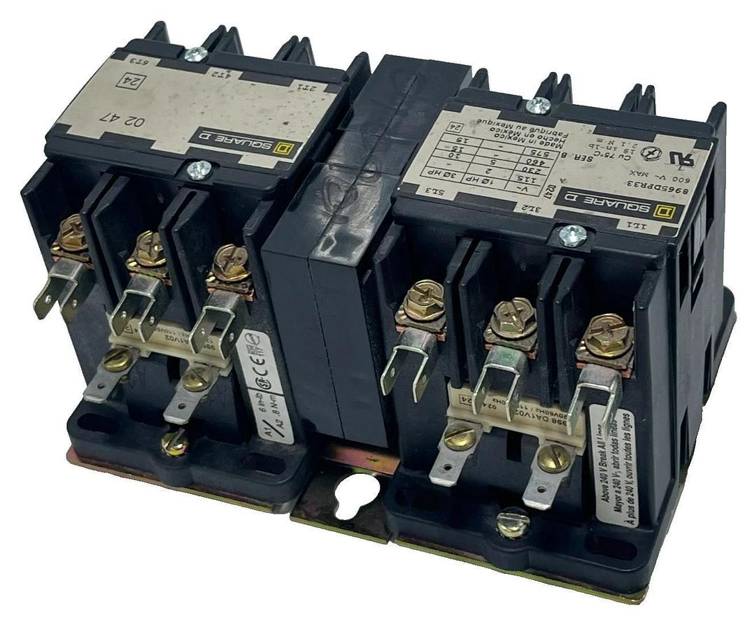 SQUARE D 8965DPR33V02 Ser. B Reversing Hoist Contactor 30A 600V 120V Coil, NSNP