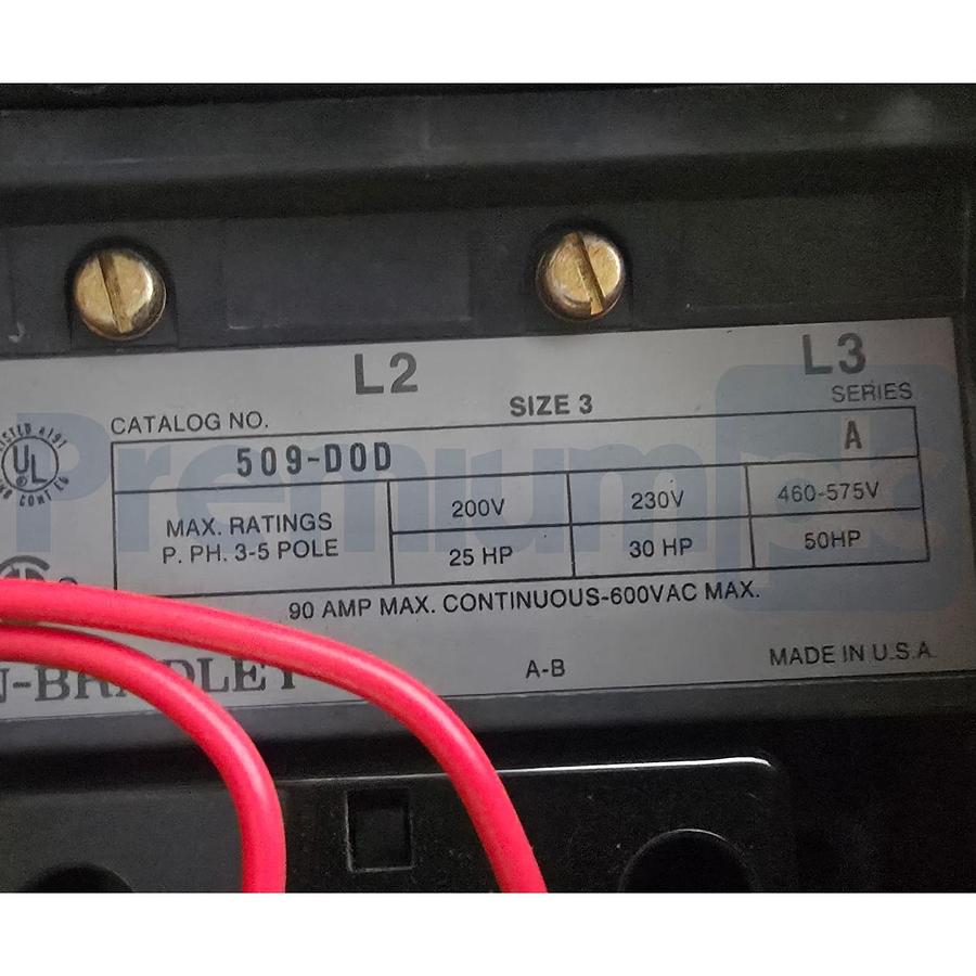 Allen Bradley 509-DOD /A | 509 NEMA Size 3 Motor Starter 90A 110/115-120V Coil