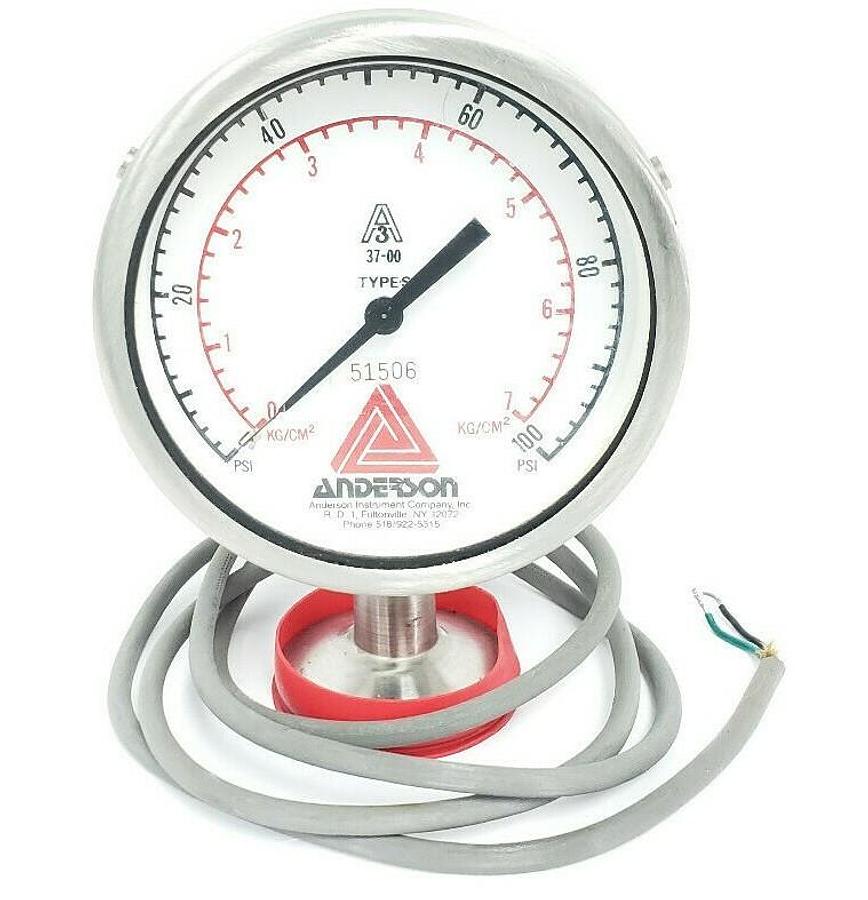 Used ANDERSON A3 37-00 TYPE S PRESSURE GAUGE, 0-100PSI, 0-7KG/CM^2, 51506