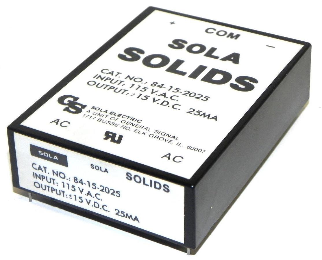 Used NIB SOLA 84-15-2025 POWER SUPPLY 84152025 15VDC 25MA 115VAC