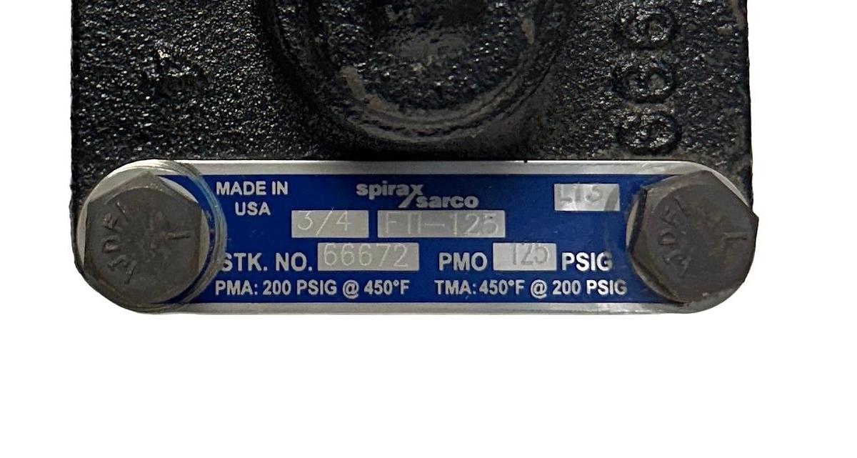 Used SPIRAX SARCO FTI-125 / 66672 FLOAT AND THERMOSTATIC STEAM TRAP 3/4'' 125PSI NSNP