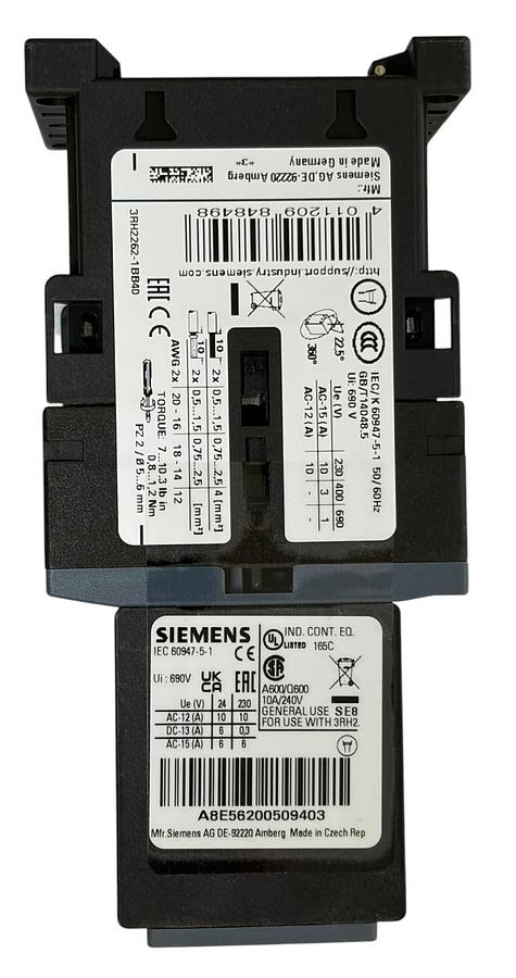 Used Siemens Sirius 3RH2262-1BB40 Contactor Relay 24VDC 62E Auxiliary Block New