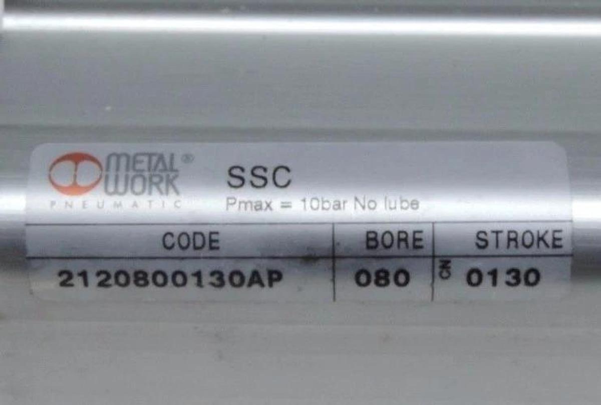 Used METAL WORK PNEUMATIC 2120800130AP CYLINDER 080 BORE 0130 STROKE