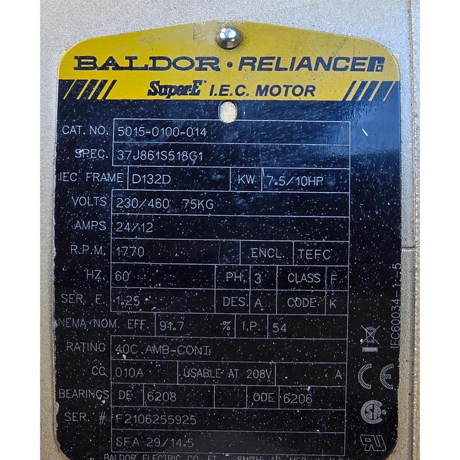 DEKKER DV0150D-MA3-SGL LIQUID RING VACUUM PUMP 10HP, 150cfm, 230/460V, 1" IN/OUT