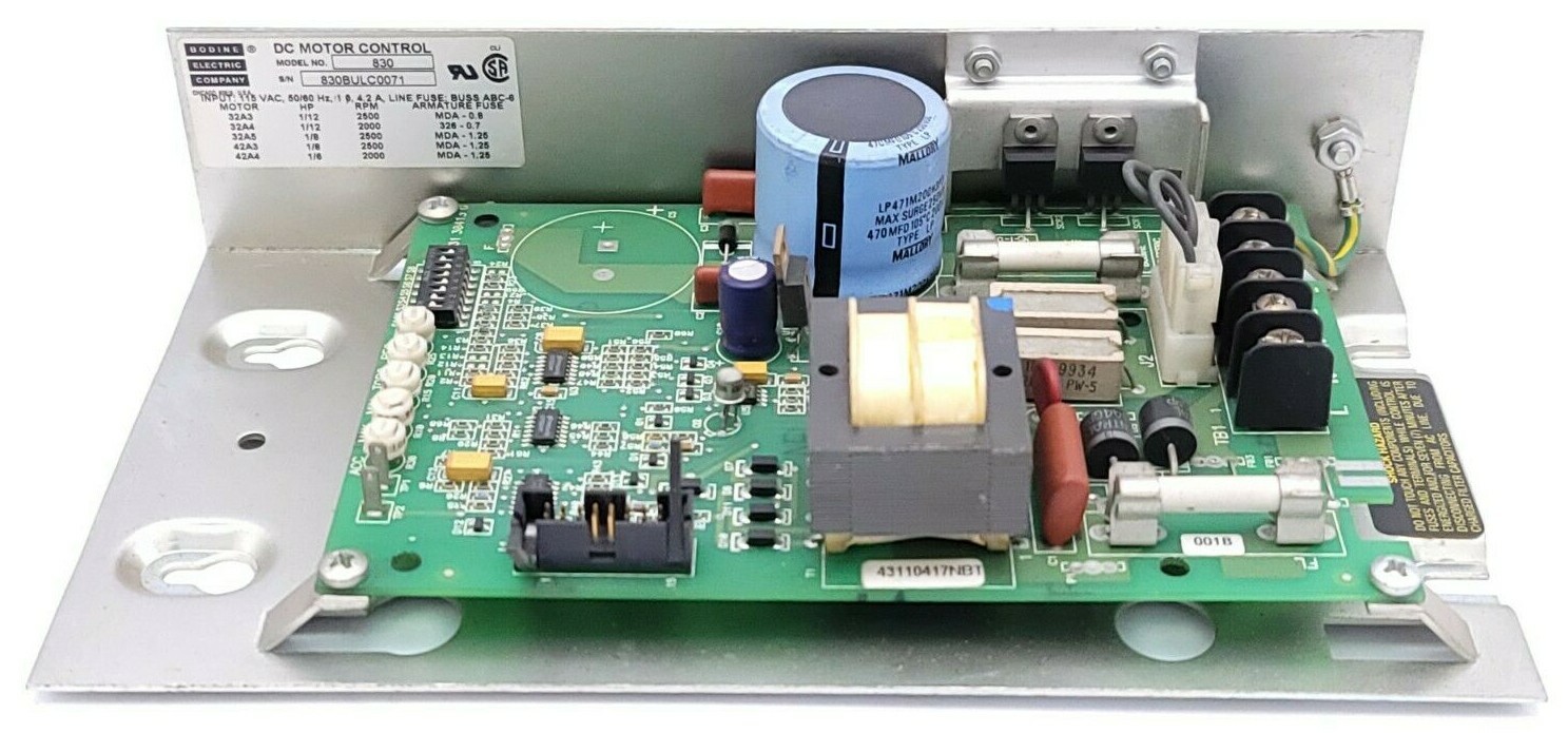 Used BODINE ELECTRIC COMPANY 830 DC MOTOR CONTROL 115VAC, 50/60HZ 4.2A