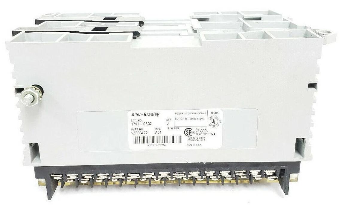 Used ALLEN BRADLEY 1791-0B32 I/O BLOCK 24VDC SER. B, P/N: 96333472 REV. A01