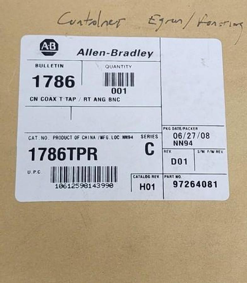 NEW SEALED ALLEN BRADLEY 1786TPR CN COAX T TAP / RT ANG BNC 1786-TPR SER. C