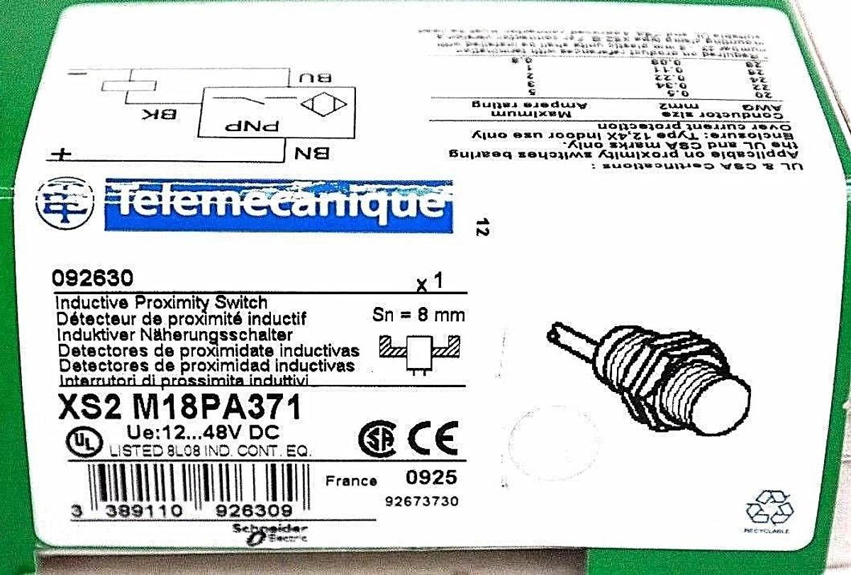 Used NIB TELEMECANIQUE XS2 M18PA371 INDUCTIVE PROXIMITY SWITCH 092630 UE:12...48V DC