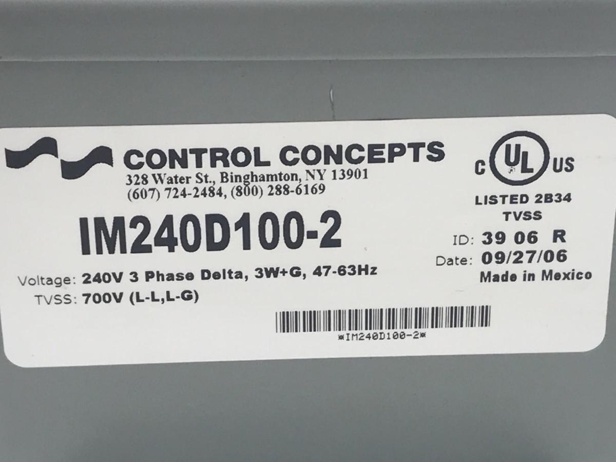 Used NEW CONTROL CONCEPTS IM240D100-2 POWER SUPPLY MEDIUM EXPOSURE ISLAGUARD 240V 3PH
