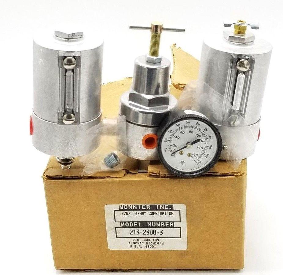 Used NEW MONNIER 213-2300-3 FILTER/REGULATOR/LUBRICATOR F/R/L 3-WAY COMBINATION