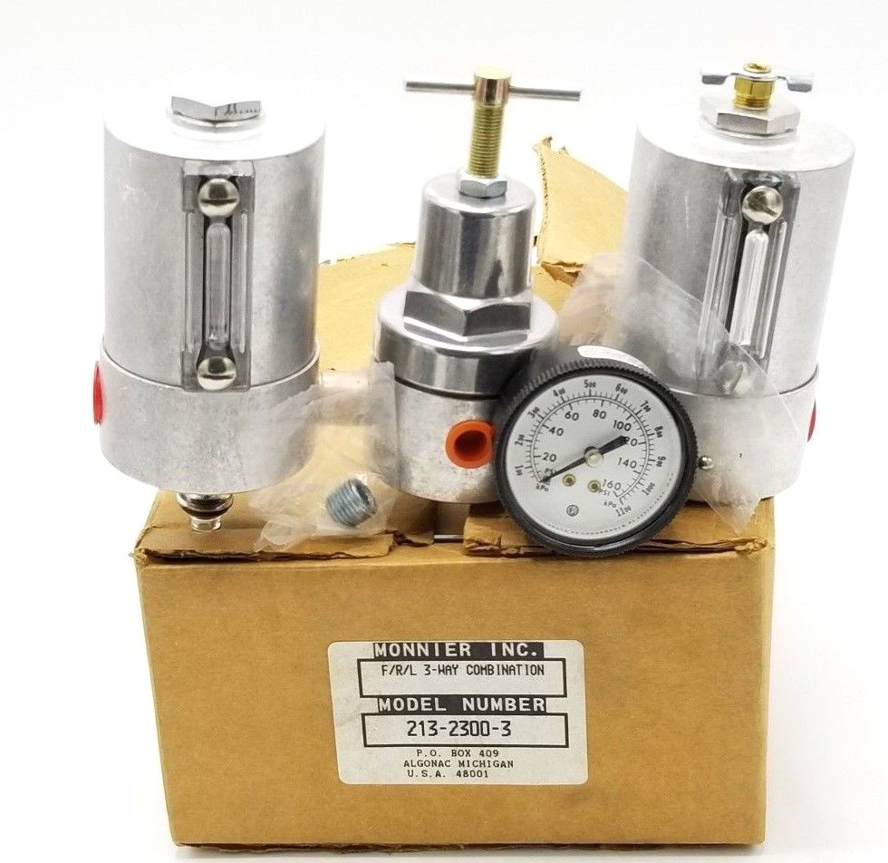 Used NEW MONNIER 213-2300-3 FILTER/REGULATOR/LUBRICATOR F/R/L 3-WAY COMBINATION