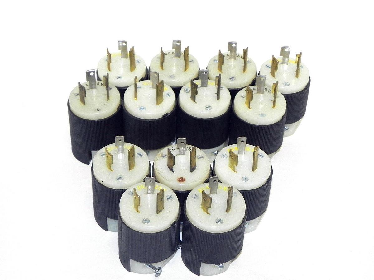 Used LOT OF 13 HUBBELL 231A TWISTLOCK POWER CONNECTOR ADAPTER PLUGS (5 20A & 8 30A)