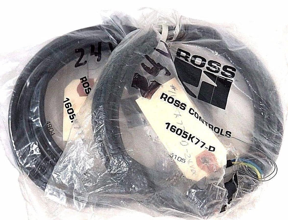 Used NEW ROSS CONTROLS 1605K77-D CONNECTOR W/CABLE 1605K77D - LOT OF 2