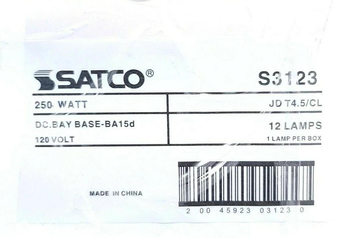 Used LOT OF 7 NEW SATCO S3123 LAMPS 250 WATT DC. BAY BASE-BA15D 120V
