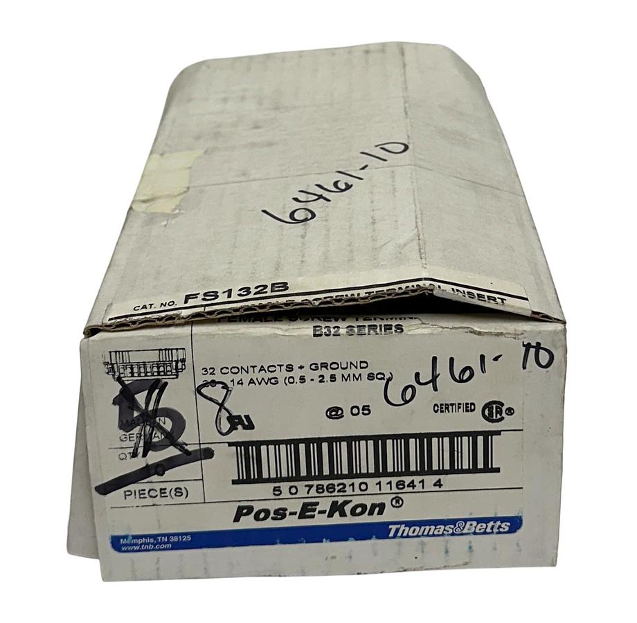 Used 12 THOMAS & BETTS FS132B Pos-E-Kon FEMALE SCREW TERMINAL INSERTS B32 SERIES NSMP